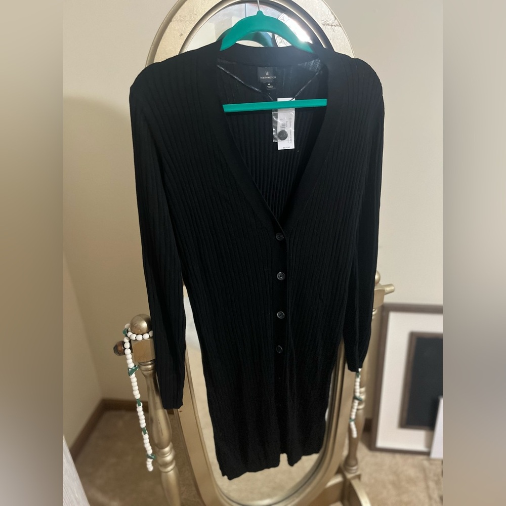 Worthington Black Ribbed Long Sleeve Dress